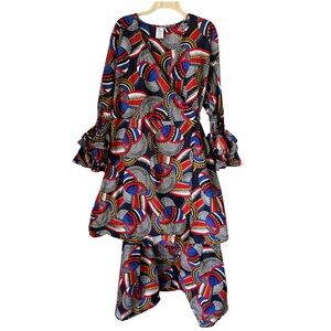 👑 Kara Chic by NF Ankara African Wax Print Wrap Dress - One Size 👑